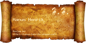 Hanus Henrik névjegykártya